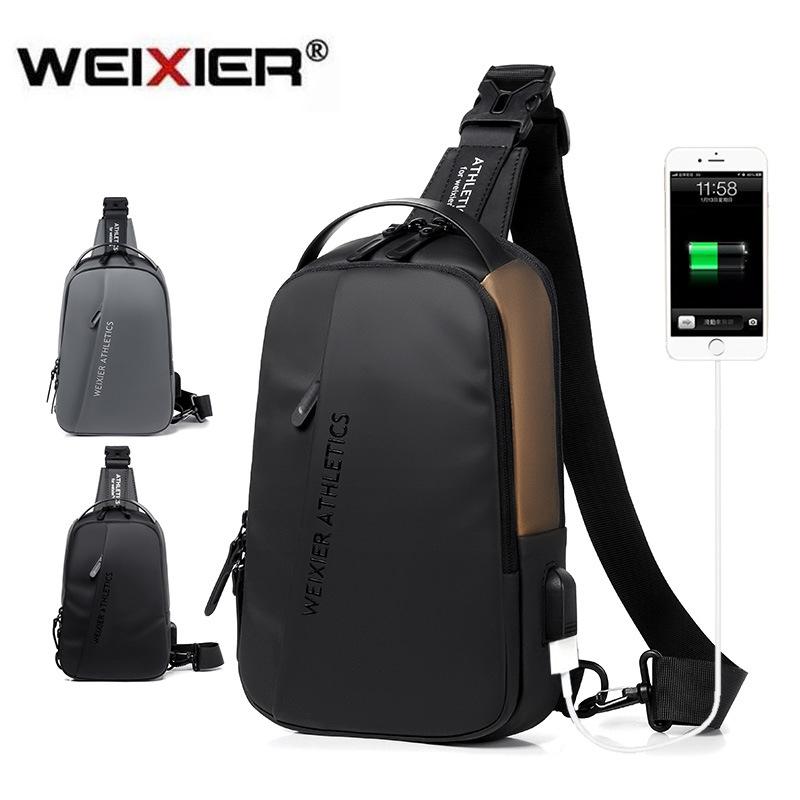 WEIXIER Men Fashion Multifunction Shoulder Bag Crossbody Bag On Shoulder Travel Sling Bag Pack Messenger Pack Chest Bag For Male