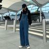 Women's Summer Jumpsuit High Waist Wide Leg Pants, Korean Version Loose Cool Spring and Autumn Denim Overalls Retro Thin Suspender Jumpsuit Pants