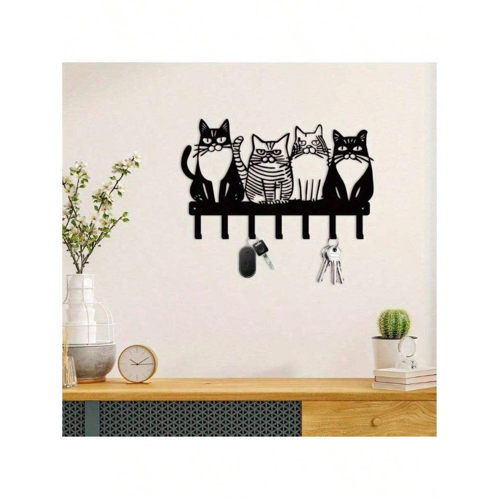 Винтажный Металлический Держатель для Ключей в Виде Кошки Настенный Крючок Вешалка для Прихожей Кухни Хранение