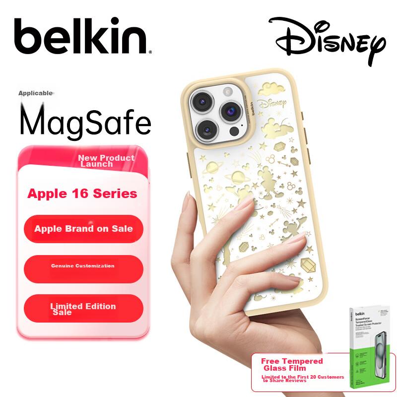 BELKIN Disney Mickey Mouse Custom Edition Phone Case for Apple IPhone 16 Pro, Protective Cover with MagSafe Magnetic Charging Compatible
