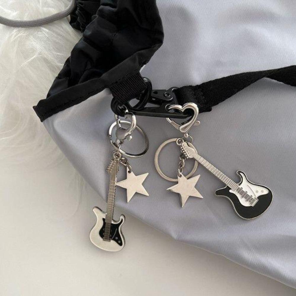 Guitar Guitar Keyring Star Musical Instrument Keychain Guitar Key Chain Musician Jewelry Gift