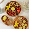 Round Divided Servings Tray Wood Nut Holder Serving Dishes Dried Fruit Tray Appetizers Tray Dish Platters Easy To Clean