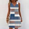 Women Summer Dresses V-Neck Print Sleeveless Sundress Casual Dress