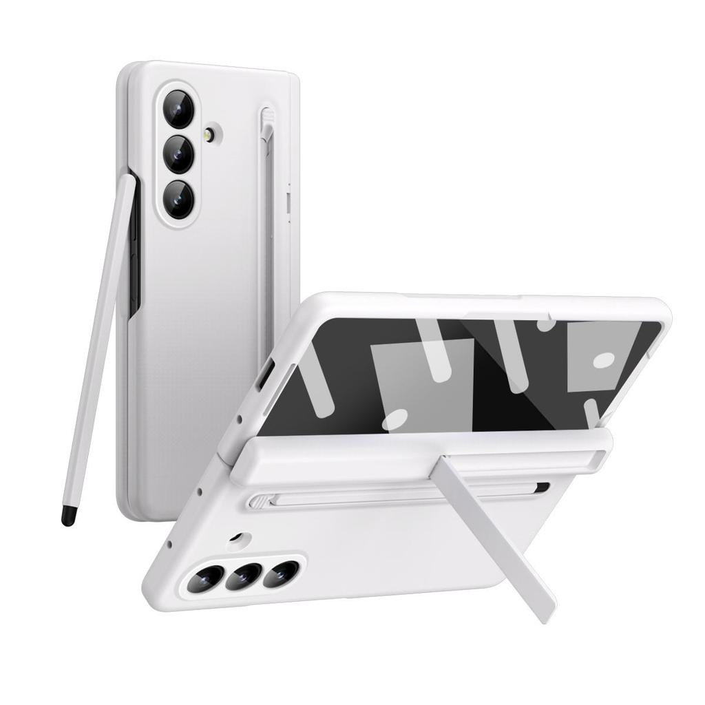 Чехол для Samsung Galaxy Z Fold 7 с шарнирной защитой, ударопрочный ПК + Закаленное стекло, Держатель пленки, Задняя крышка со слотом для ручки и стилуса, Новый