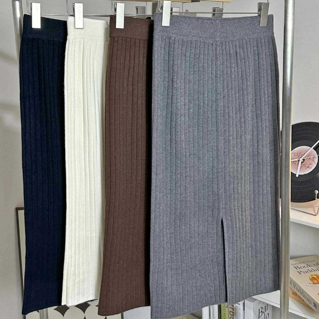 Women's High Waist Knitted Skirts Midi Sweater Skirt Ladies Split Back Skirts Spring Fall Women Clothing