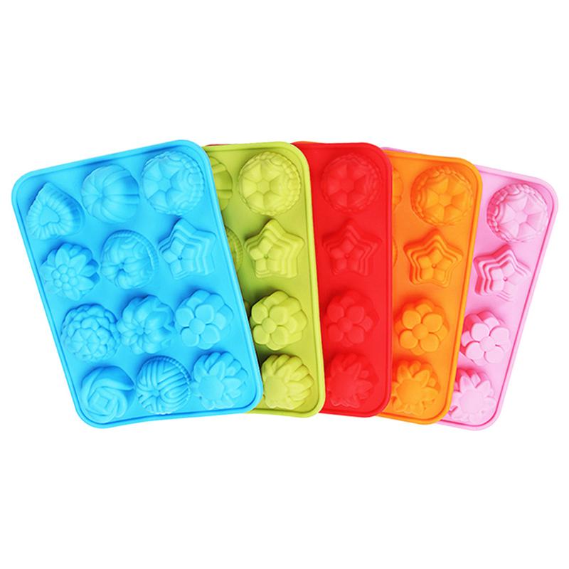 12 отверстий силиконовые формы для выпечки шоколада для духовки индивидуальные 3D мини десерт цветы сердце звезда кексы противень для выпечки кексов