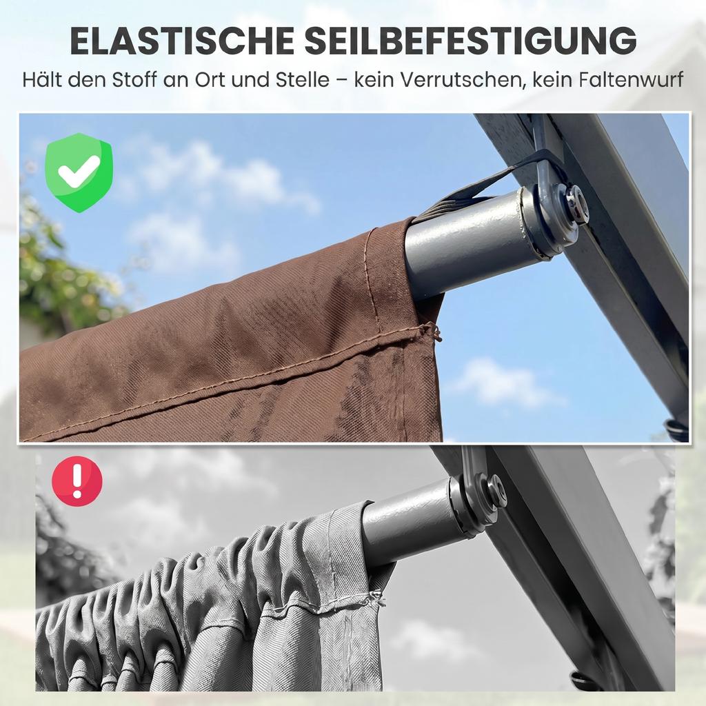 Retractable Pergola Cover, 2.55 x 2.5 m Replacement Canopy Fabric for 3 x 3 m Frame, Roof Top Only, Brown