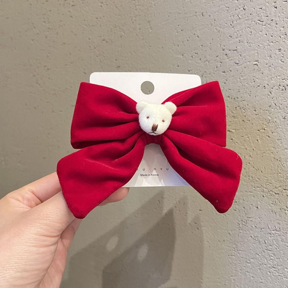 Rabbit Children Red Bow Hairpin Crown Ancient Style Hairpin Lovely Hanfu Hair Sticks Girls
