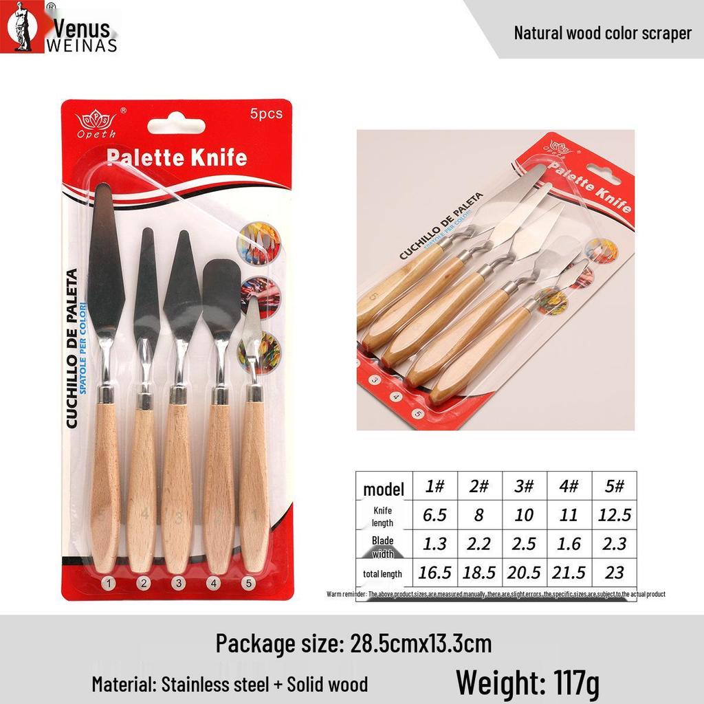 Oil Painting Palette Knife - Student Art Tool with Wooden Handle, Stainless Steel Blade for Gouache & Acrylic