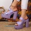 Fashion Summer Women‘s High Heel Sandals Platform Fashion Simple Slippers Woman Buckle High Heels Ladies Shoes Roman Style Large Size 43