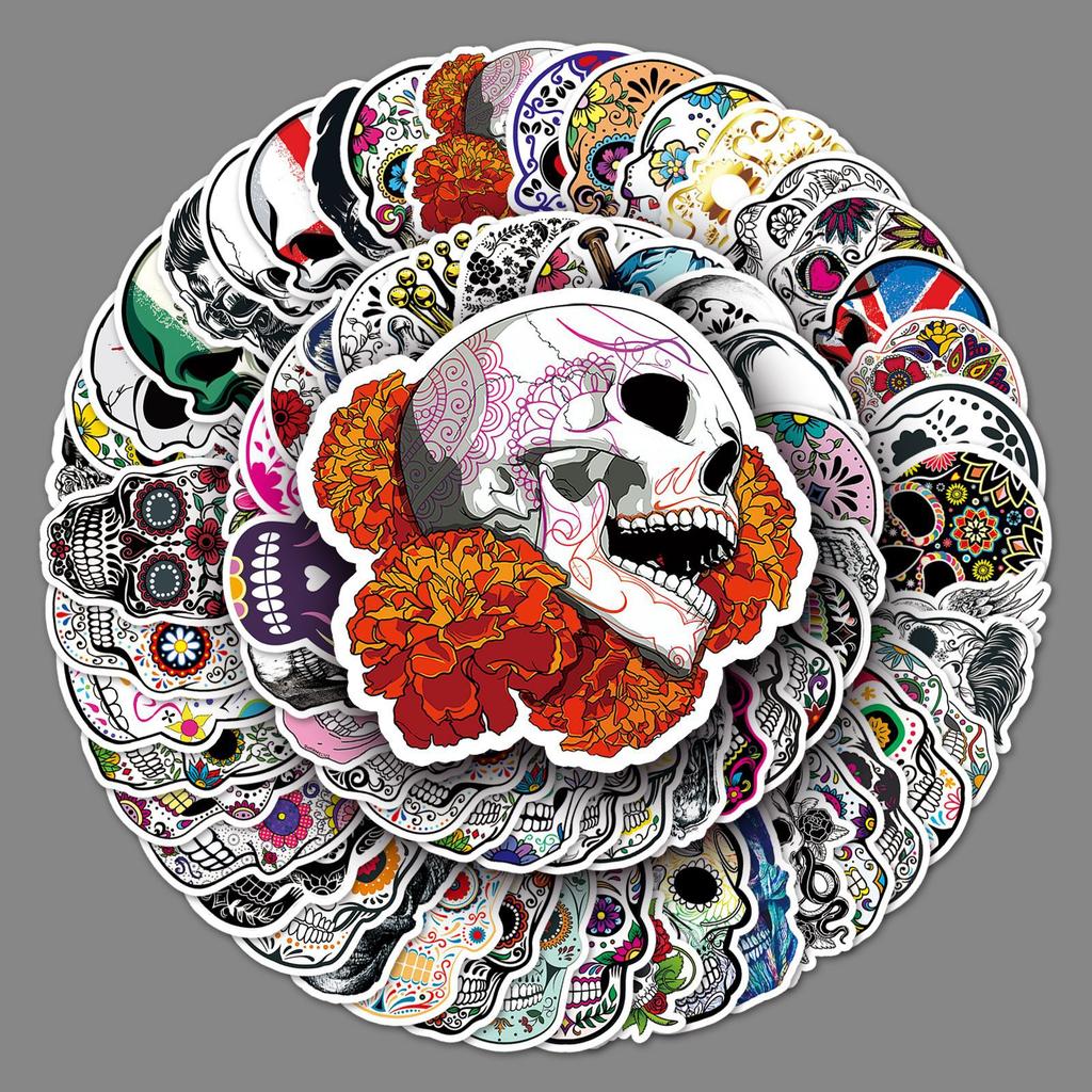 100 Уникальных, Ужасающих, Модных и Крутых Наклеек для Чемодана-Скейтборда с Граффити Черепа