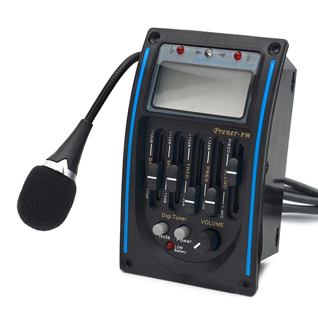 5 Band Preamp EQ Equalizer Tuner Piezo Pick-up Acoustic Guitar Pickups Piezo Pickup with LCD Screen for Acoustic Guitar