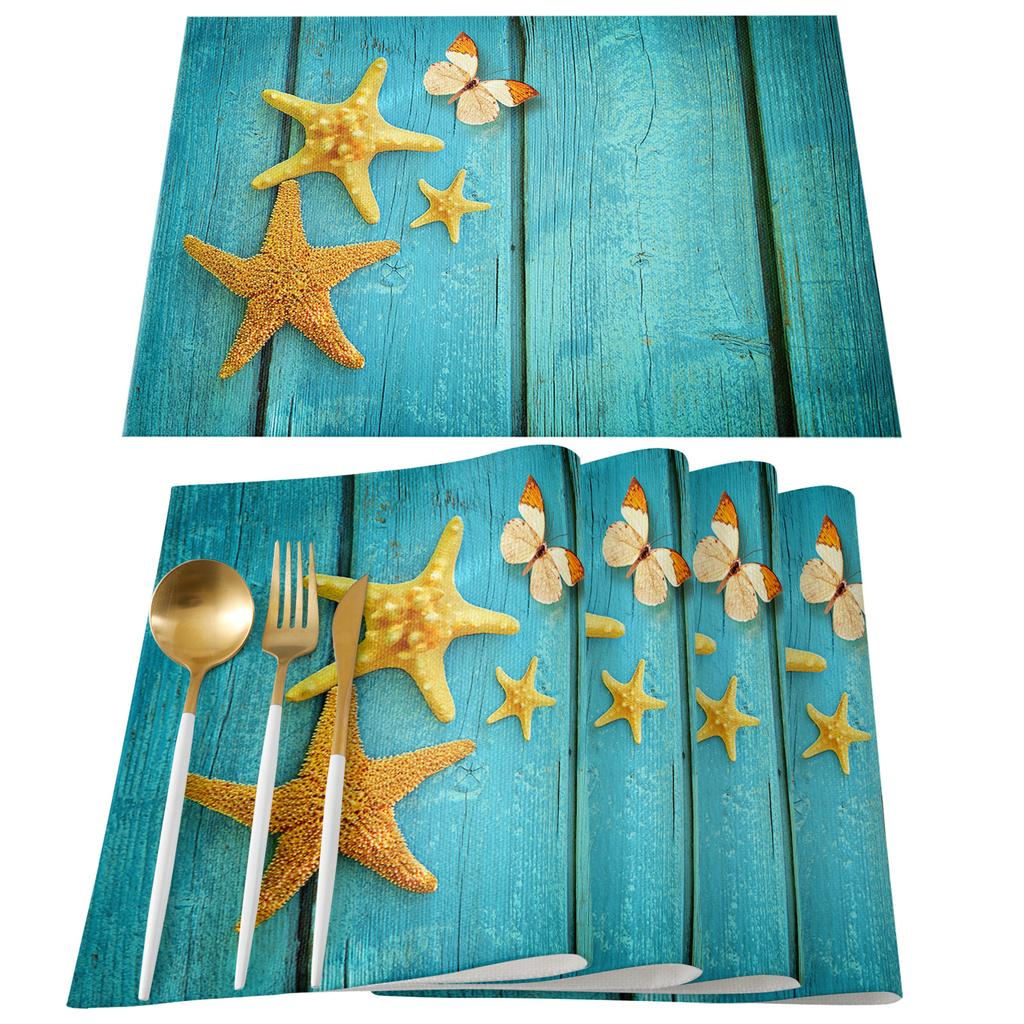 Скатерть с рисунком морской звезды и бабочки под дерево, праздничный декор, водонепроницаемые прямоугольные скатерти, свадебный декор, покрытие стола