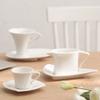 Special-shaped Cup Square Creative Pure White Simple Ceramic White Porcelain Tea Cup Small Capacity Espresso Cups Saucer