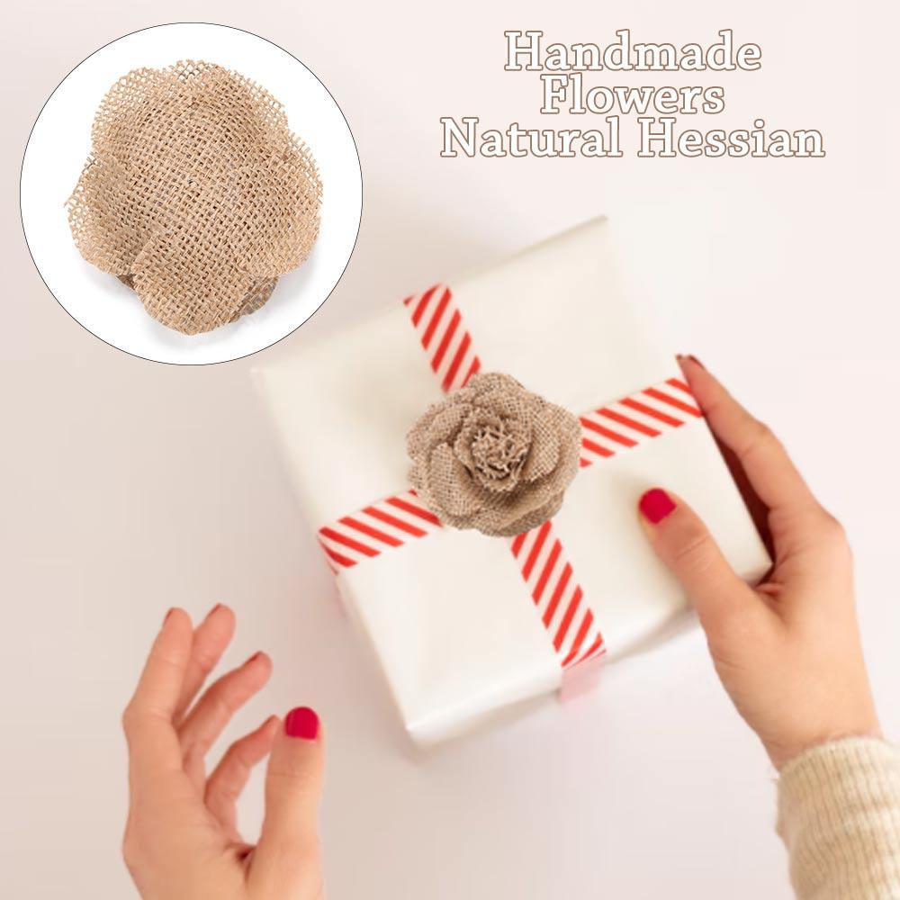 Fashion Home Decor Rose Heads Jute Burlap Natural Hessian Handmade Flowers Retro Wedding Decoration