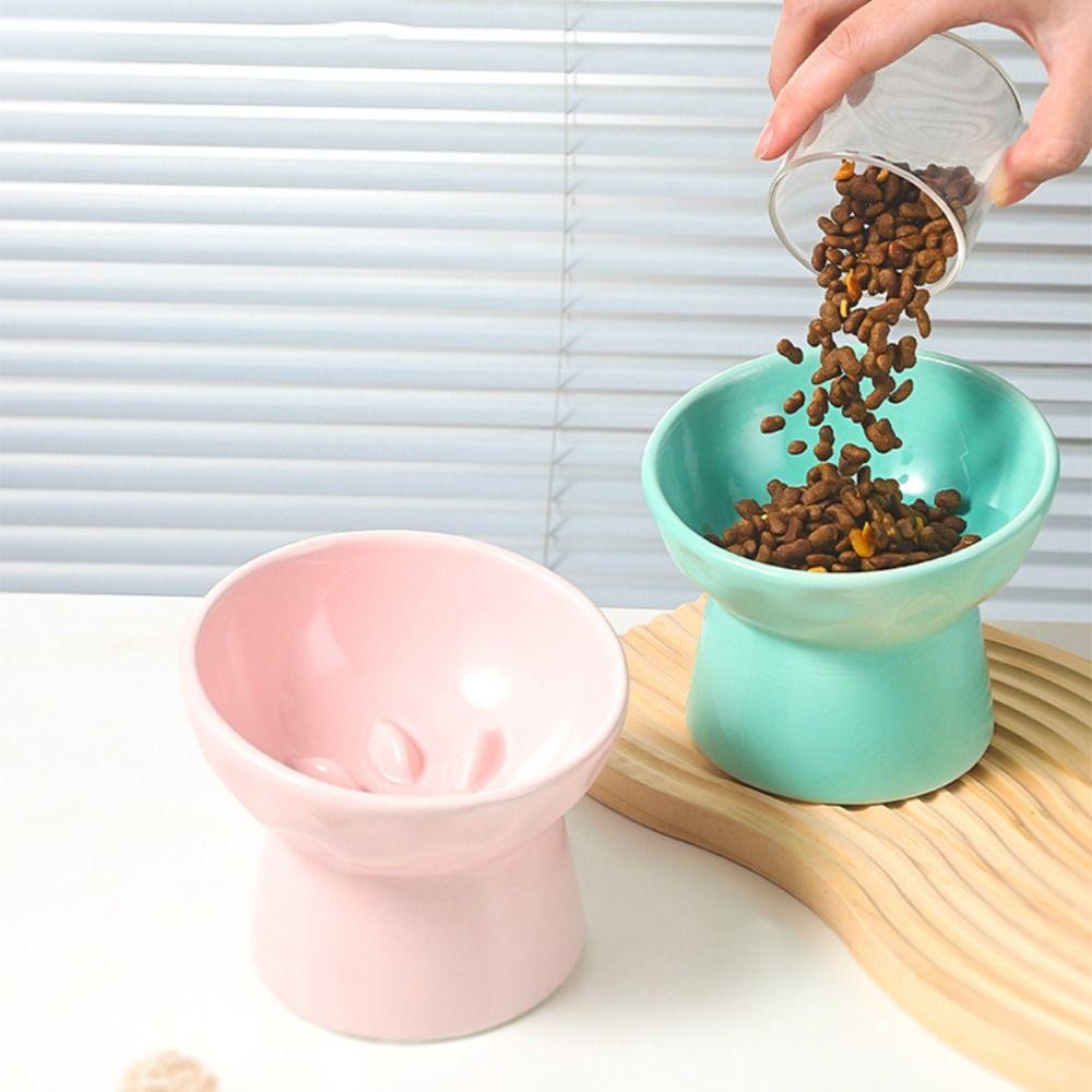 Multi-use Pet High Foot Bowl Slanted Mouth Dog Feeding Basin Cat Slow Food Bowl  Kitten Puppy