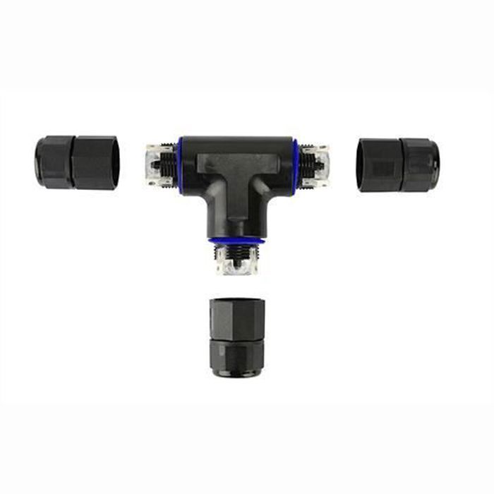 Connecteur de câble étanche en T IP68 3 fils noir