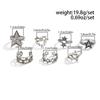 4/7Pcs Hip Hop Thorn Rings Unisex Star Heart Open Ring Sets Fashion Punk Gothic Exquisite Daily Wear Party Banquet Jewelry Gifts