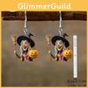 Halloween Theme Witch Broom And Pumpkin Pattern Women Earrings Festival For