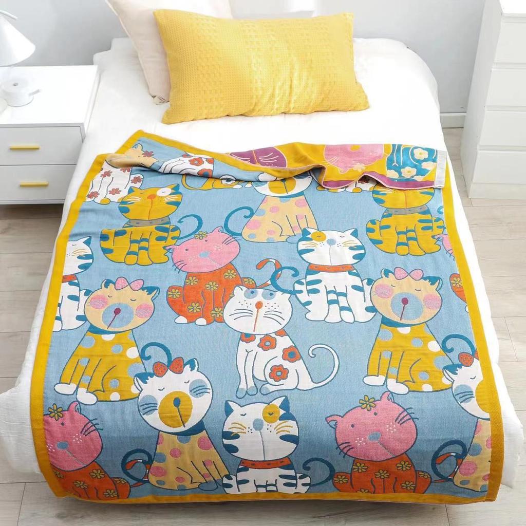 Four Seasons Baby Cotton Gauze Towel Quilt Newborn Cartoon Children's Baby Blanket Breathable Washed Cotton Lunch Break Blanket