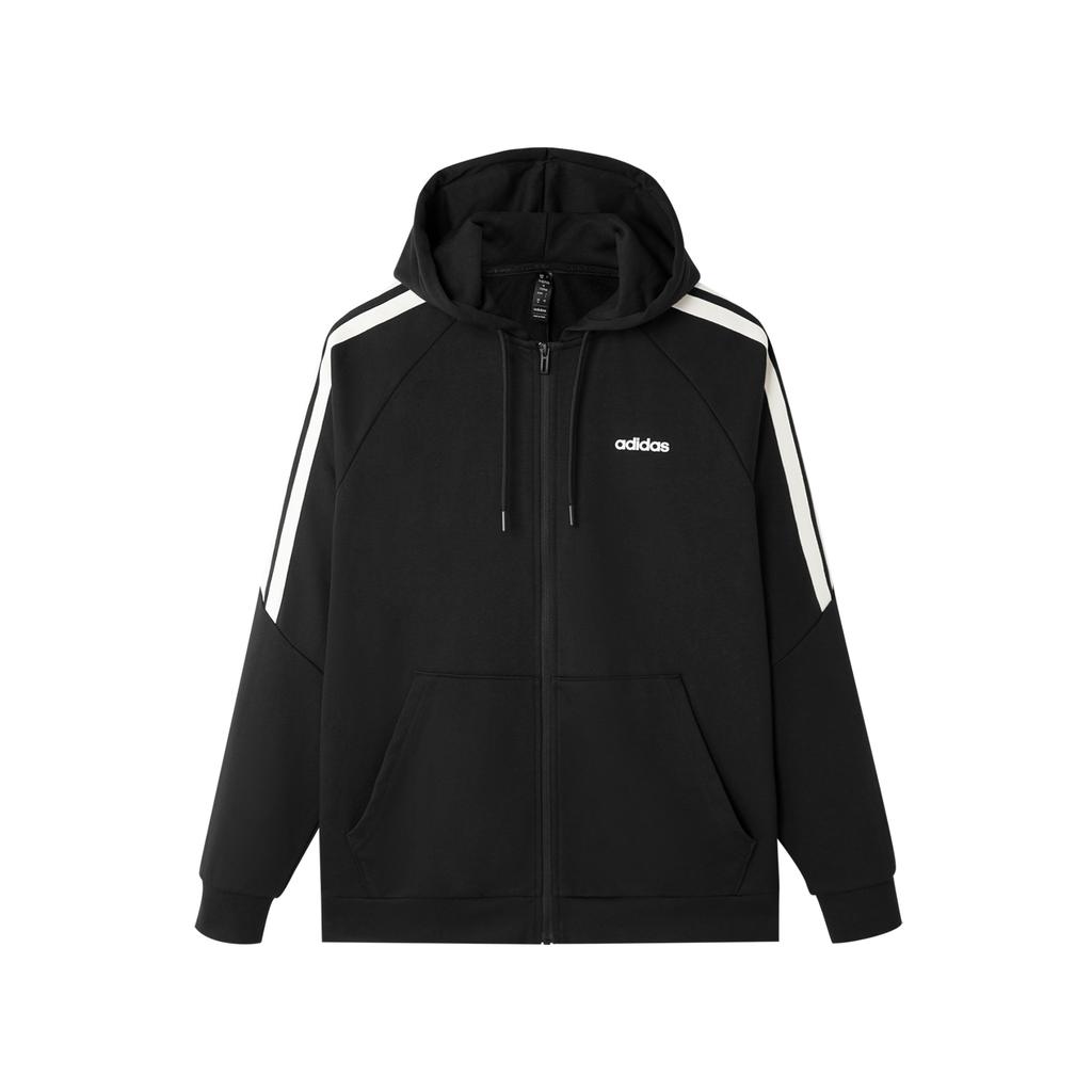 adidas Повседневная минималистичная куртка с капюшоном и полосками, универсальная, мужская, черная KA2577
