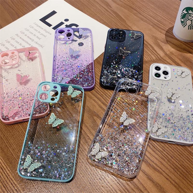 Подходит для чехла для мобильного телефона IPhone16Promax Защита глаз Розовый флэш Бабочка 1413 Apple 15 Защитный чехол Роскошный