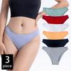 3 Pcs/Set Underwear Women Cotton Panties Mid Waist Briefs Underpants Solid Color Sexy Female Lingerie