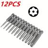 Набор из 12 бит Torx, магнитный шестигранный хвостовик 1/4", набор сверл Star с защитой от несанкционированного доступа, длинное сверло 2 дюйма T5-T40(50мм)
