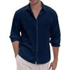 Men's Hawaii  Summer New Loose Solid Long Sleeve Shirt Cardigan Beach Shirt