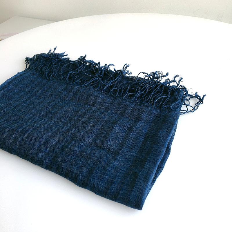 Spring And Summer New Linen Small Plaid Scarf Thin Breathable Women's Scarves Tassel Long Shawl 60x180CM