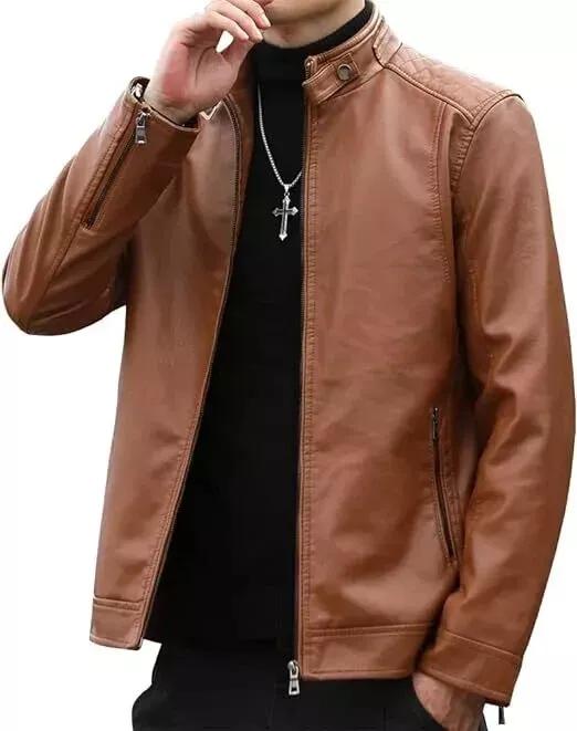 Стильная новая коричневая куртка ручной работы, элегантная мужская, из натуральной овчины