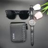 Комплект из 3 предметов, часы, солнцезащитные очки для мужчин, кошелек, часы, мужские кошельки, роскошная брендовая дизайнерская сумка для мужчин, в комплект входит коробка для работы