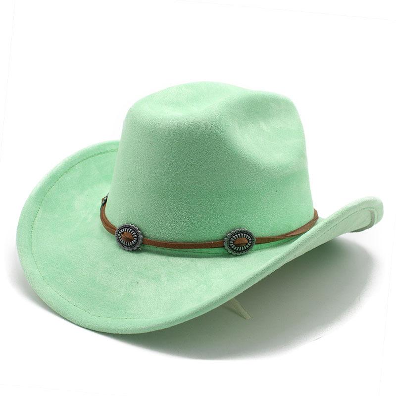 Ethnic Style Suede Western Cowboy Hat Woolen Jazz Top Hat Men And Women'S Ethnic Style Autumn And Winter Felt Hat Big Eaves Hat
