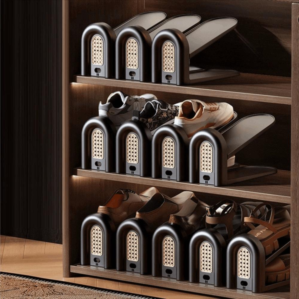 Rattan Weaving Shoes Rack Adjustable Shoes Organizer Portable Shoe Holder