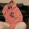 Oversized Korean Retro Hoodies Women Vintage Casual Hooded Sweatshirts Thicken Warm Velvet Top Harajuku Pullover Autumn