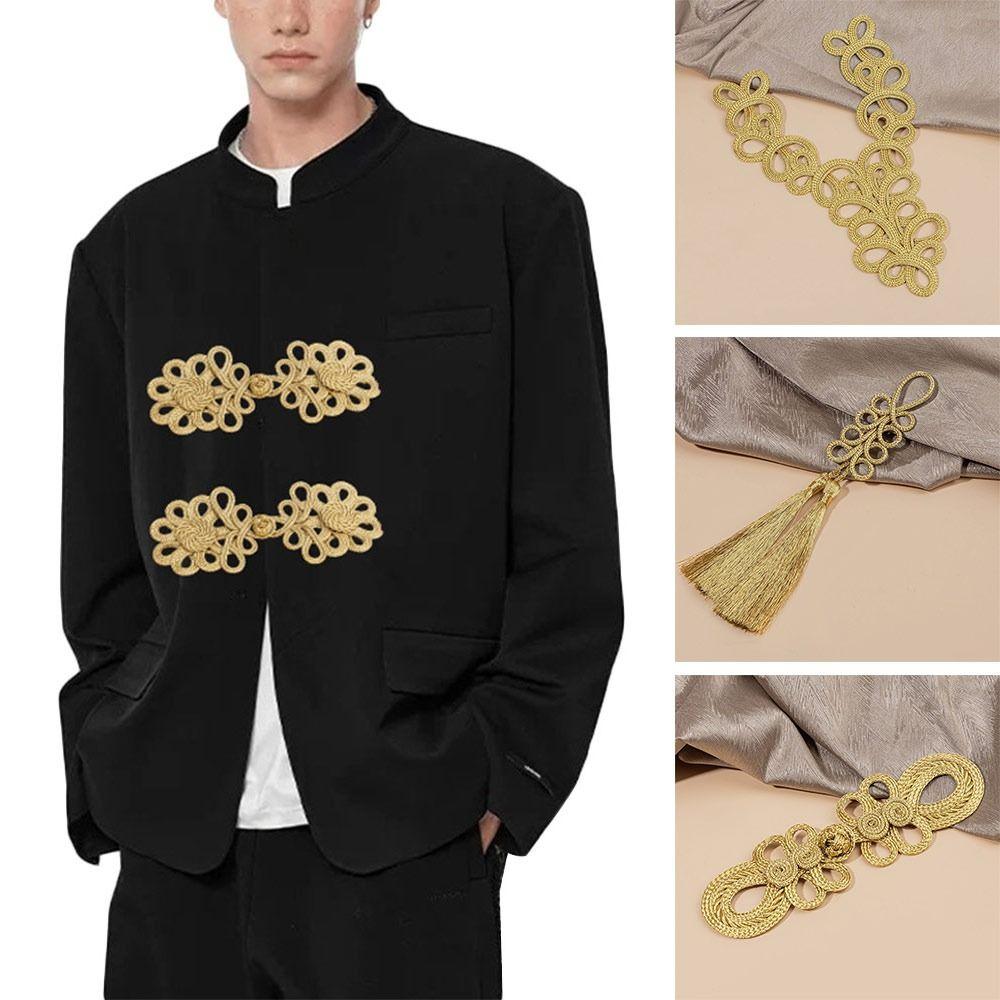 Golden Chinese Knot Buttons Handmade Tang Suit Buttons Cheongsam Buttons Cheongsam Making