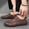 Fashion High Quality Handmade Stitched Business Men Leather Shoes Fashion Comfortable Loafers Flat Bottomed Outdoor Walking Sports Shoes