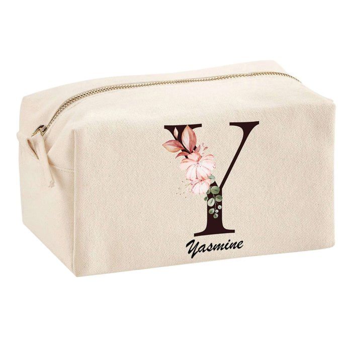 Trousse multifonction Yasmine Lettre Fleur Cadeau Anniversaire Noël Idée Personnalisé Original | Trousse Scolaire Fournitures Bureau