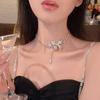 Shiny Full  Butterfly Choker Necklace For Women Luxury Silver Color Bling  Clavicle Chain Necklace Jewelry