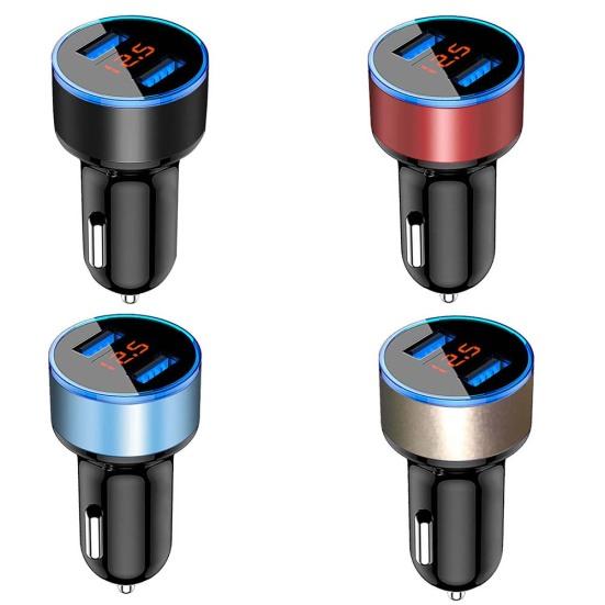 Car Charger Dual Usb 3.1A Adapter Led Voltmeter Display For Iphone Samsung
