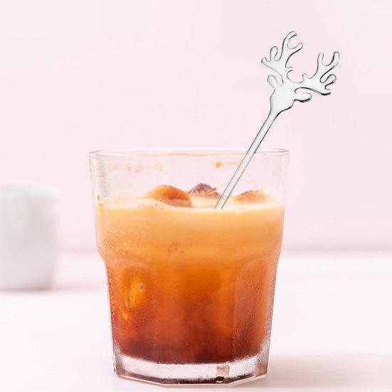 Ложка для мороженого, пищевая ложка из нержавеющей стали класса 304, рождественский лось, десертная кофейная ложка