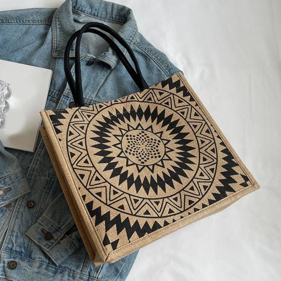 Women Handbag Ethnic Style Versatile Shoulder Bag Large Capacity Buckle Closure Shopping Travel Commuting Tote Bag