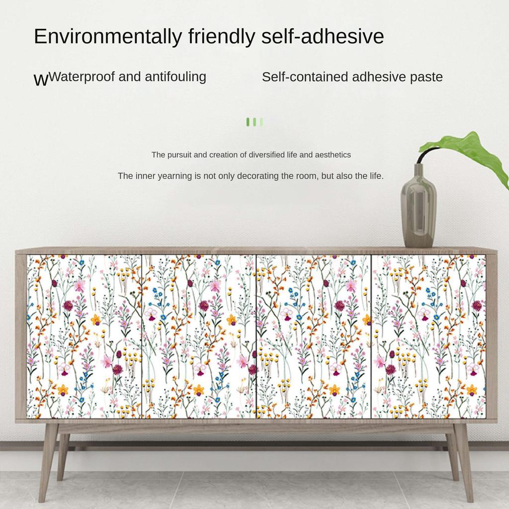 Съемные самоклеящиеся обои для гостиной и спальни (45 см * 300 см Терраццо с акварельными цветами