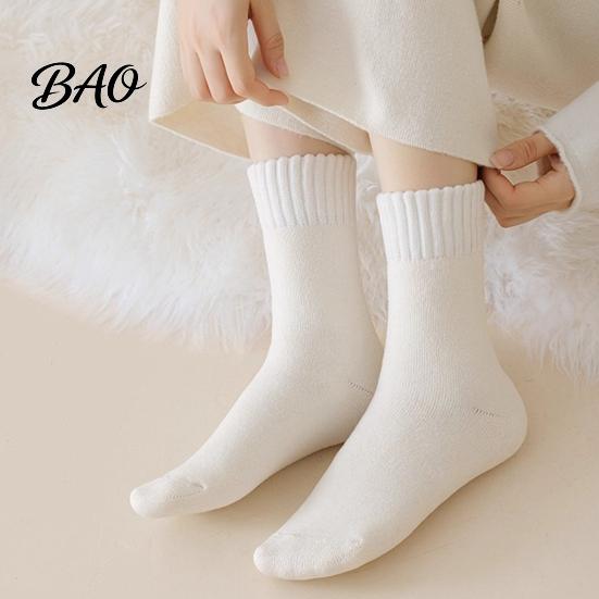 Non Binding Elastic Comfort Socks Women Thickened Winter Socks, Solid Color Mid Calf Thermal Fleece Lined Cozy Fuzzy for Snow Boots Crew Cold Weather,