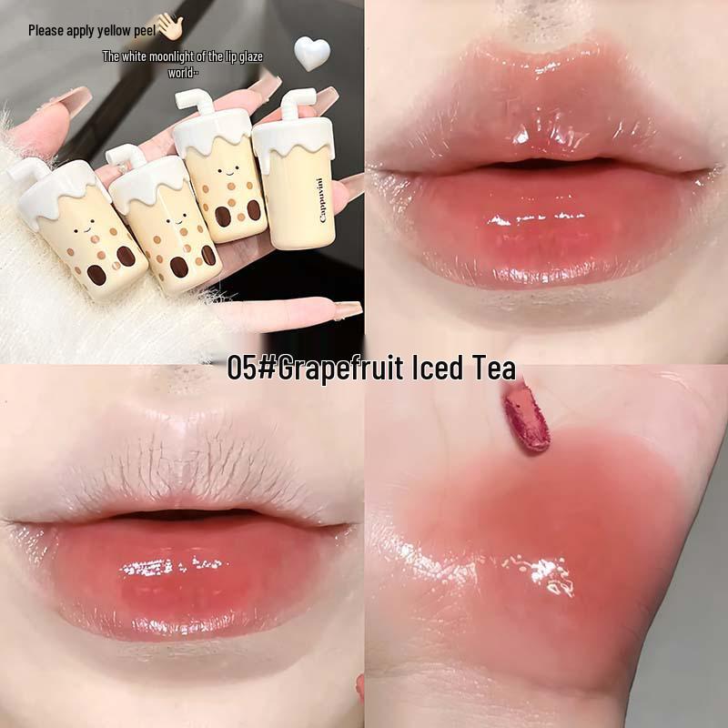 CAPPVINI Глянцевая глазурь для губ "Жемчужный молочный чай" - Милая, Доступная Помада для Студенческой Вечеринки