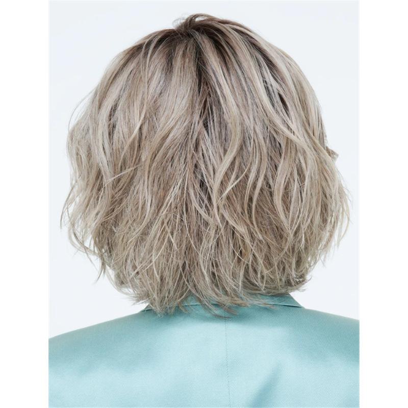 Women Synthetic Wigs Ladies Female Ombre Blonde Brown Grey Wig Natural Wavy Heat Resistant Fiber Short Wig Daily Use Party Cosplay