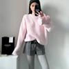 2025 Уютный мягкий розовый вязаный свитер для женщин - Свободный, в корейском стиле для осени/зимы