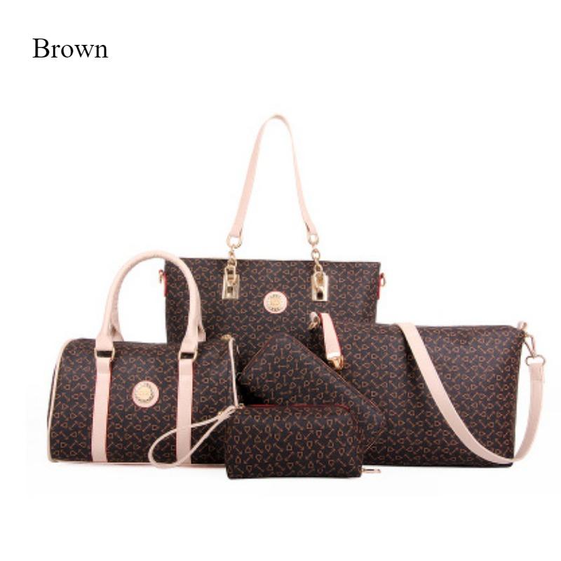 2024 Новая модная сумка из пяти частей класса люкс на одно плечо с большой вместимостью из кожи с дизайнерским дизайном