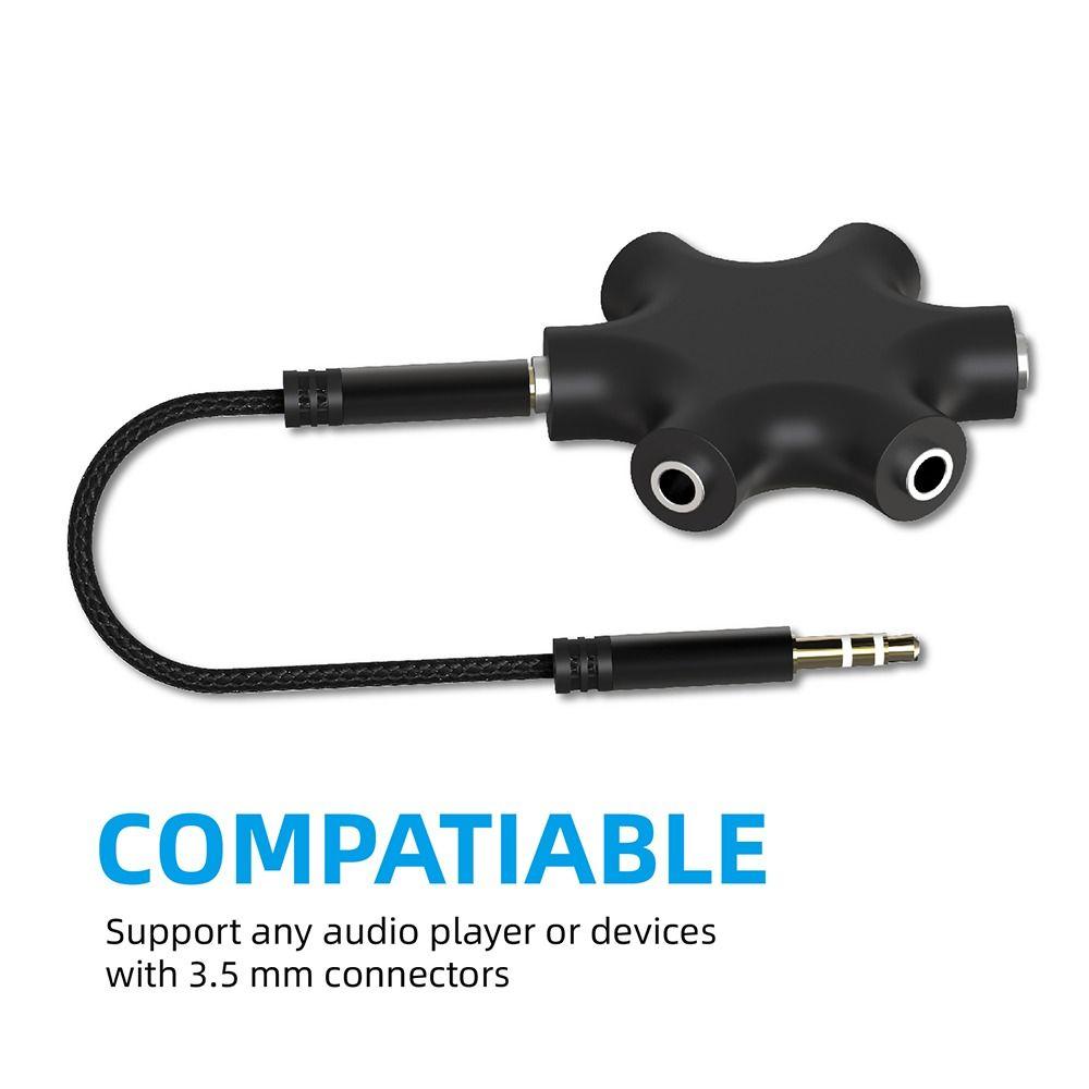 1Pcs 1 Male to 5 Female 3.5mm Audio Headphone Splitter Phone Laptop MP3 Player