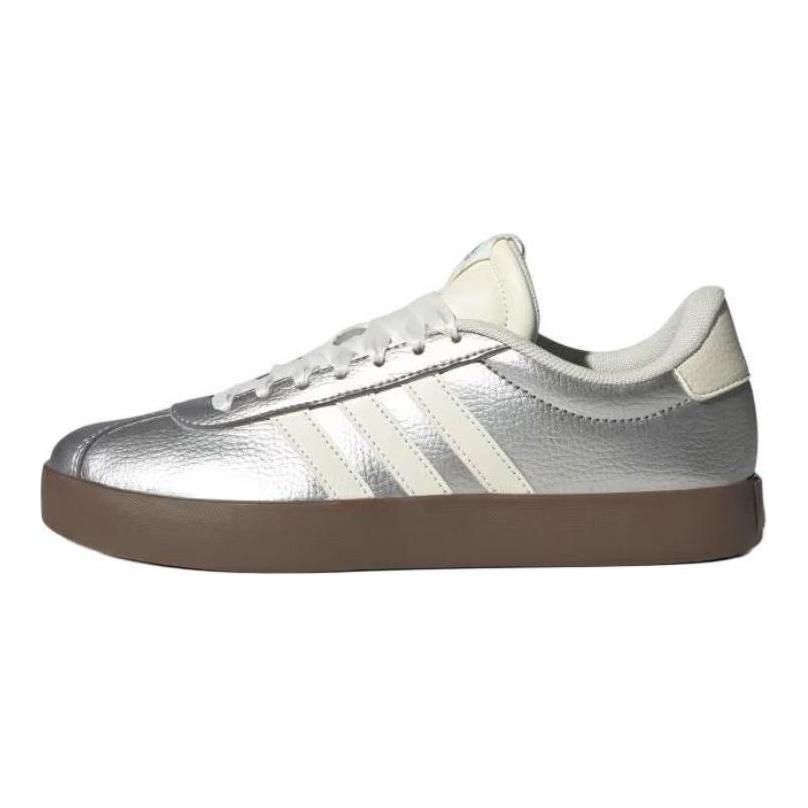 adidas VL COURT 3.0 RISK Серебристый Морозный Жемчуг Скользкие Устойчивые к истиранию Низкие Кеды для Скейтборда Серебристые JQ7315(Команда27-)